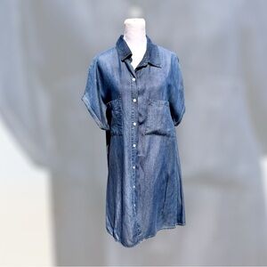 Zojuyozio Women's Short Sleeve Button Down Denim Shirt Dress Size XL